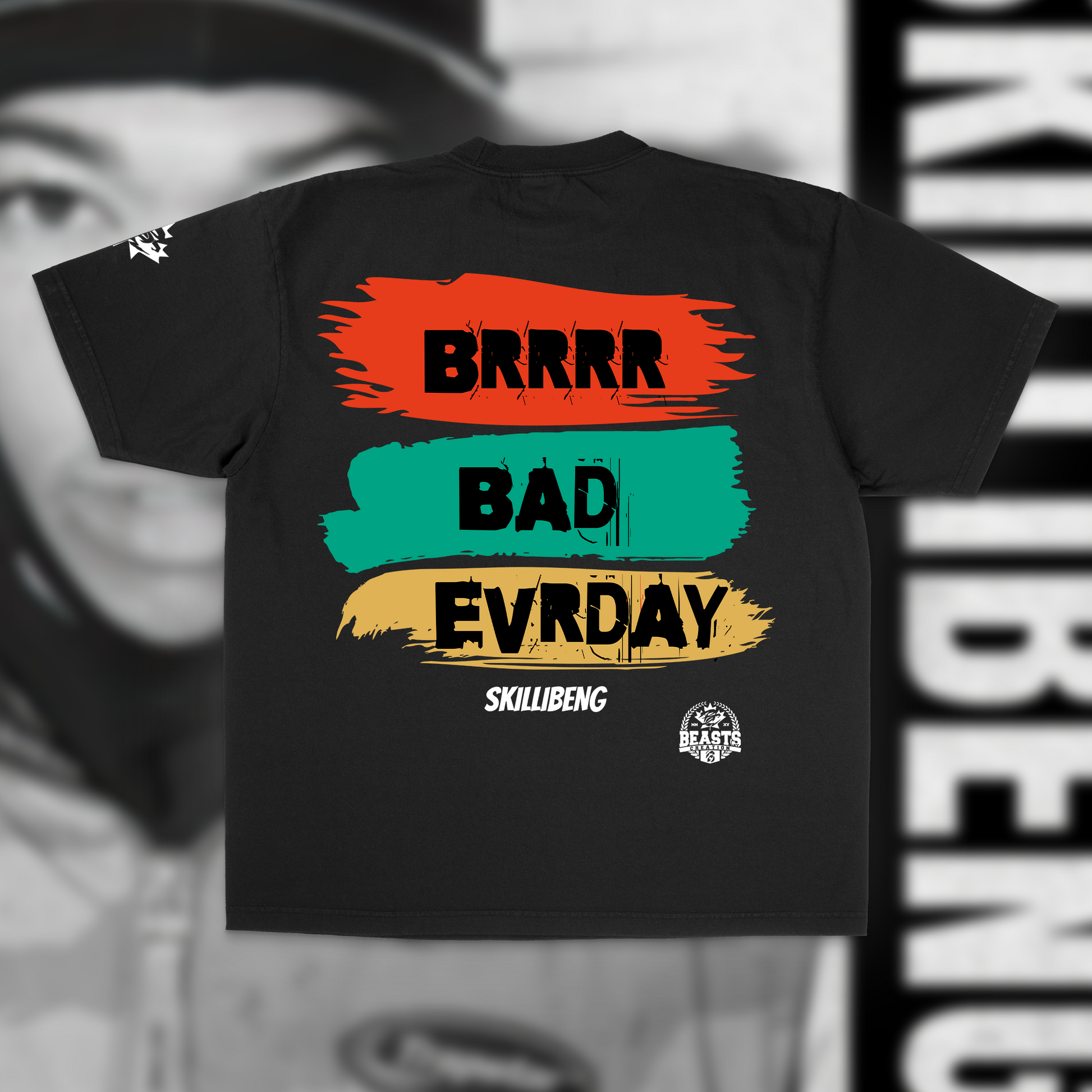 SKILLIBENG "BADEVRYDAY" PREMIUM" UNISEX TEE IN BLACK image 1