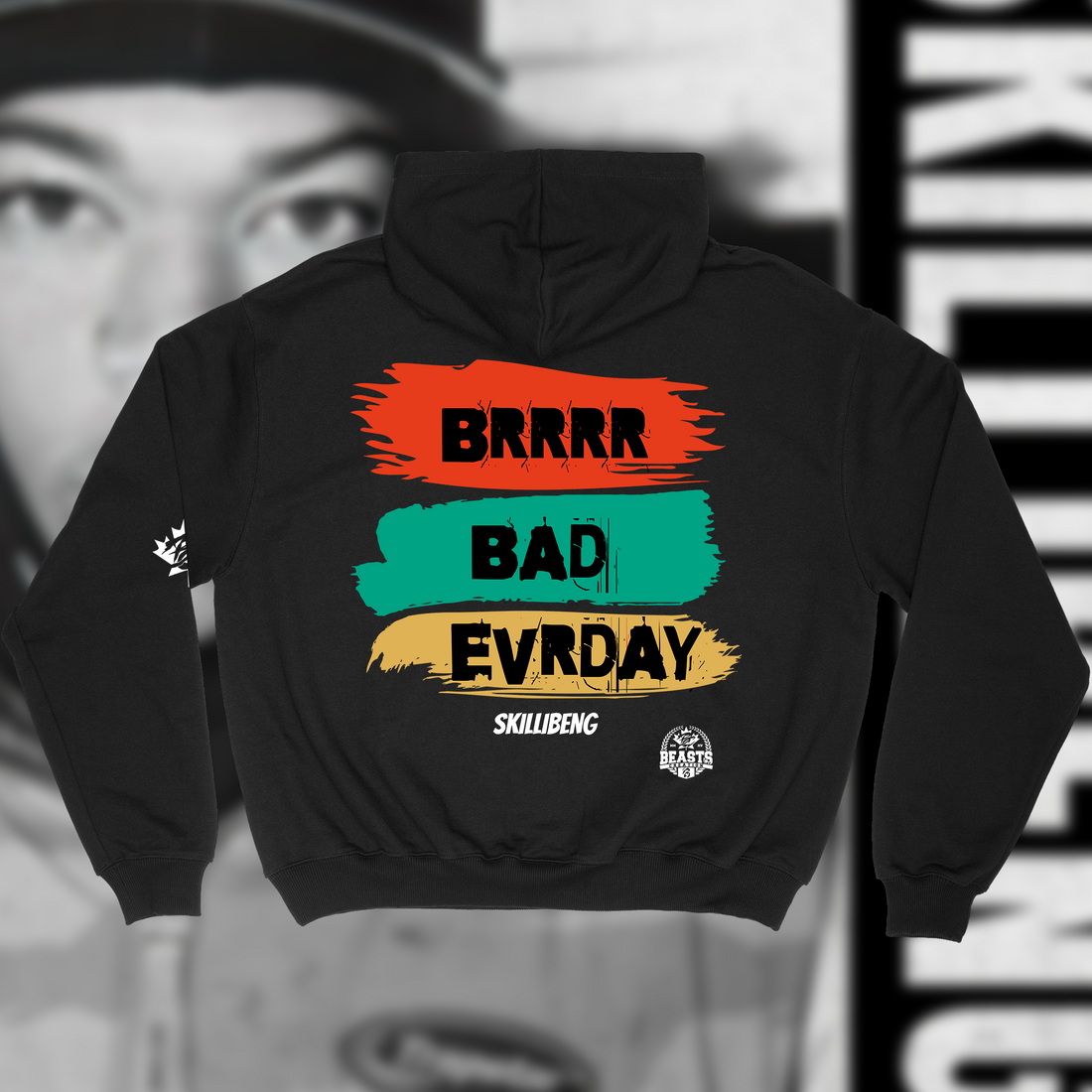SKILLIBENG "BADEVRYDAY" PREMIUM" HOODIE IN BLACK image 0