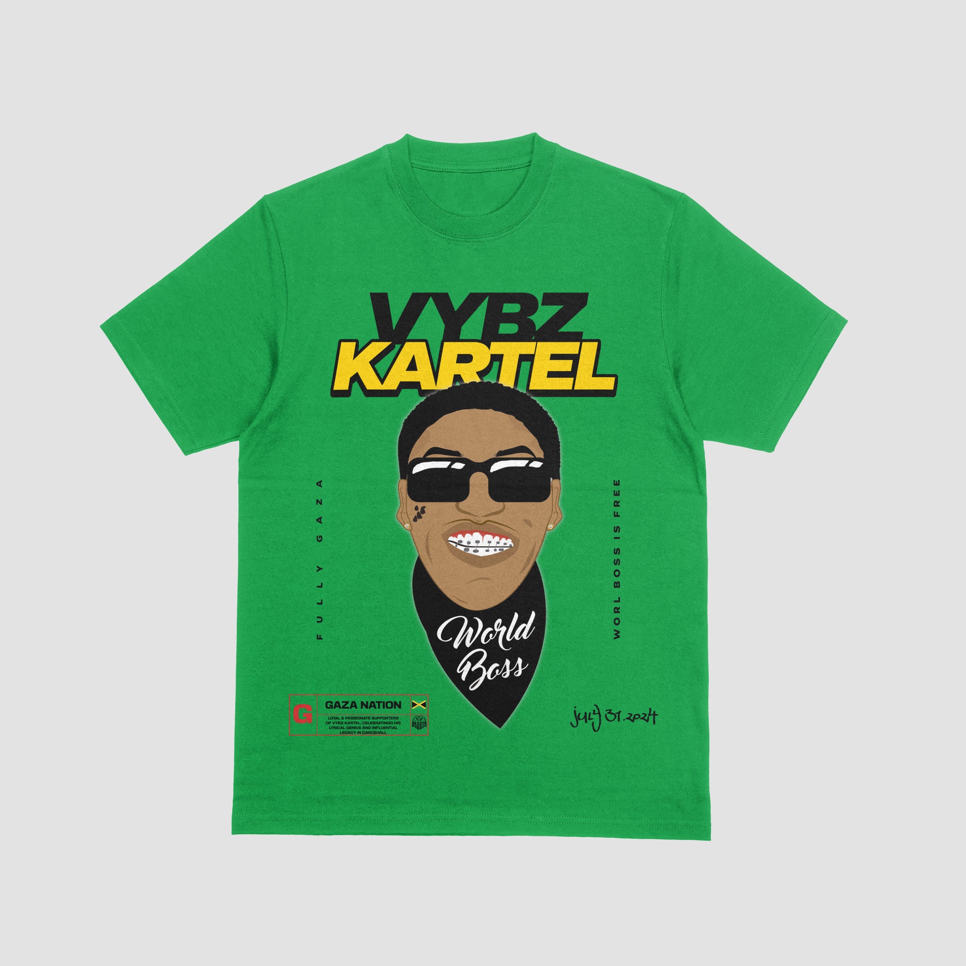 VYBZ KARTEL "KISS MI BABY" PREMIUM" UNISEX TEE IN GREEN image 0