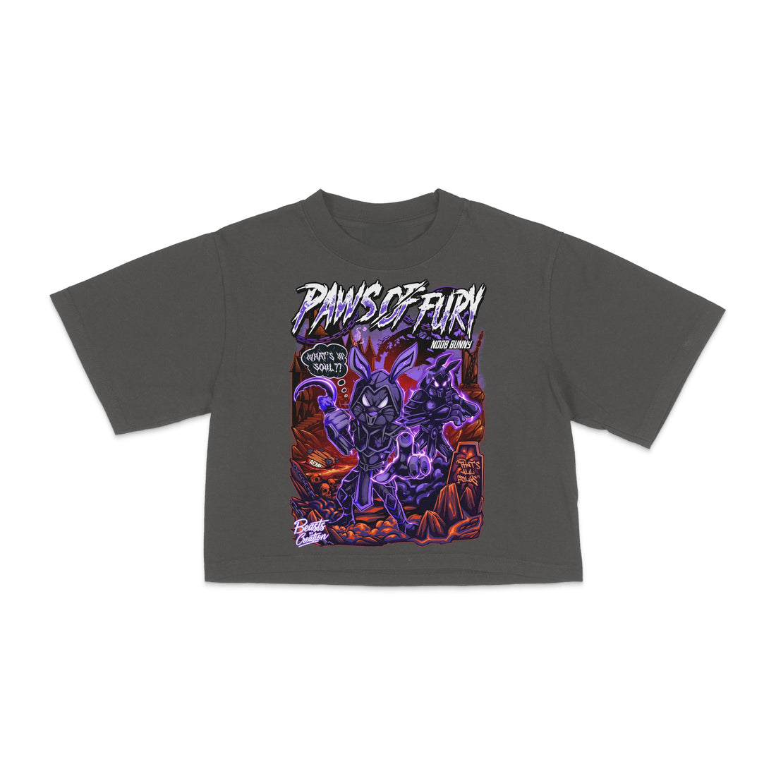 NOOB BUNNY - PAWS OF FURY -  "CROP TEE"