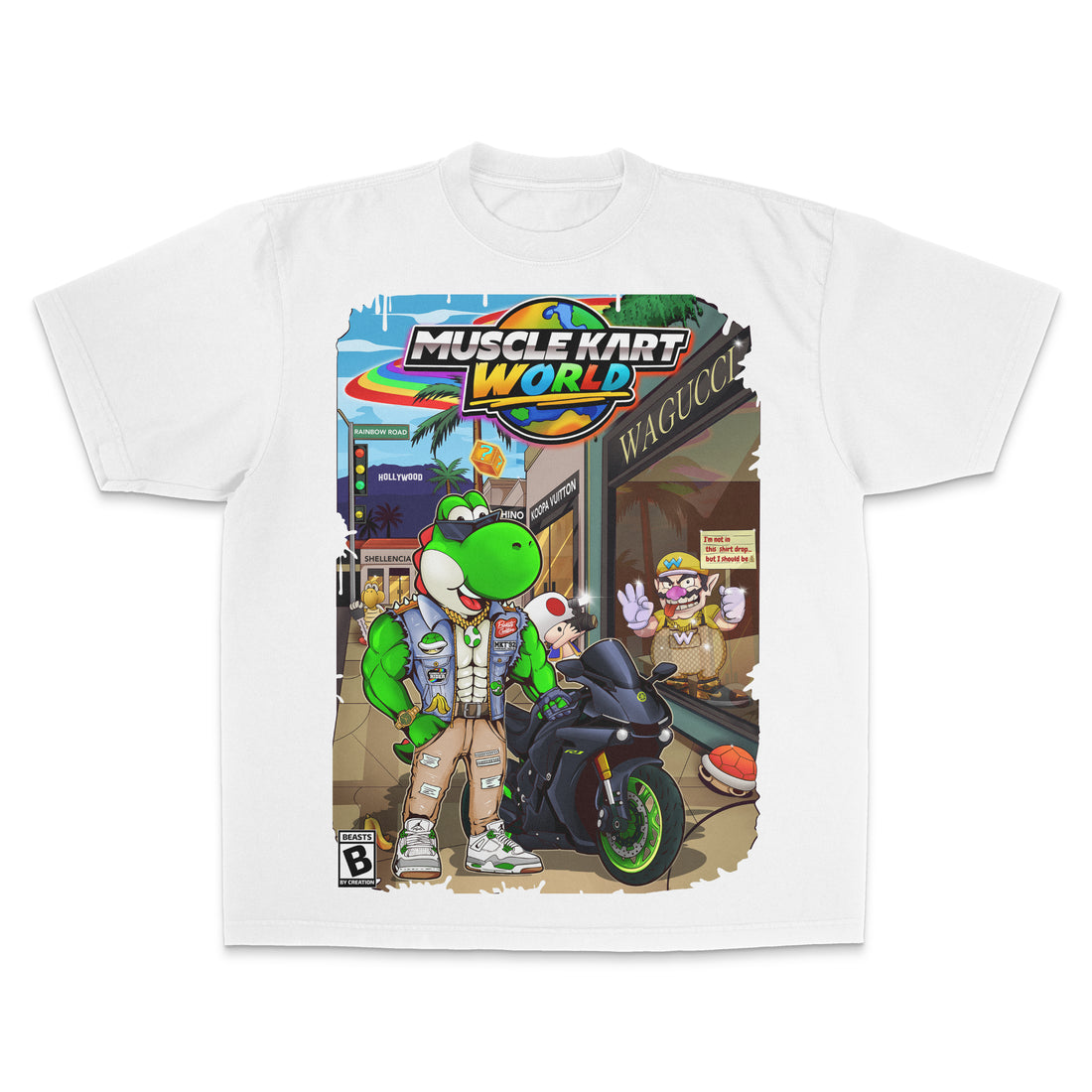 MUSCLE KART - GREEN DINO - "PREMIUM" UNISEX TEE